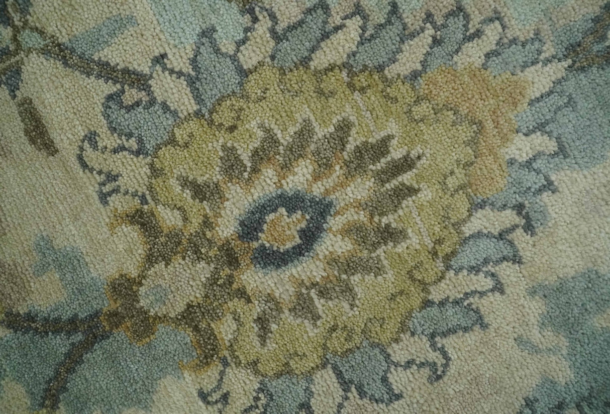 Antique Style Beige, Green and Gray Hand Knotted Traditional Oriental 8x10 wool area Rug