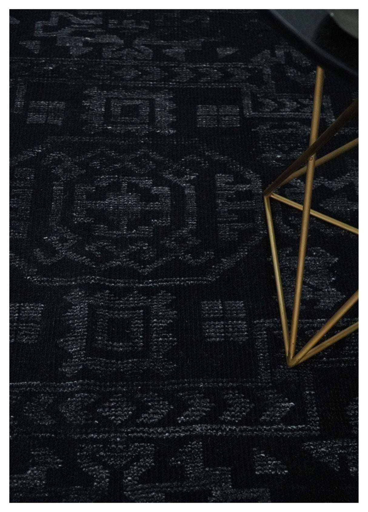 Antique Style Black and Silver 8.4x9.8 hand knotted Traditional wool Area rug