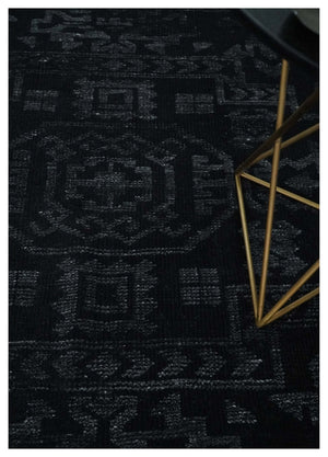 Antique Style Black and Silver 8.4x9.8 hand knotted Traditional wool Area rug