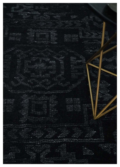 Antique Style Black and Silver 8.4x9.8 hand knotted Traditional wool Area rug