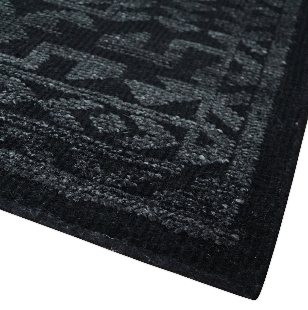 Antique Style Black and Silver 8.4x9.8 hand knotted Traditional wool Area rug