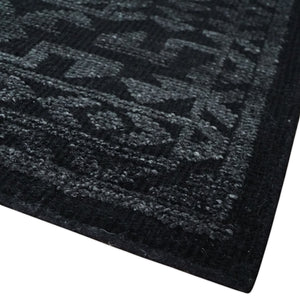 Antique Style Black and Silver 8.4x9.8 hand knotted Traditional wool Area rug