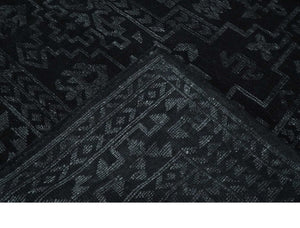 Antique Style Black and Silver 8.4x9.8 hand knotted Traditional wool Area rug