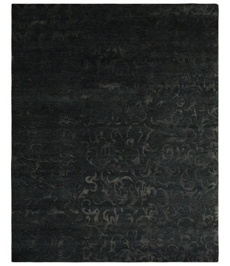 Antique Style Charcoal, Gray and Silver 8x10 Hand knotted wool Area Rug