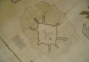 Antique Style Fine 9x13 Hand Knotted Beige, Silver and Brown Traditional Wool Rug