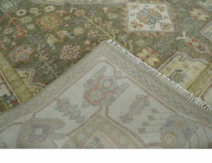 Antique Style Green, Ivory and Beige Hand knotted 9x12 wool Area Rug