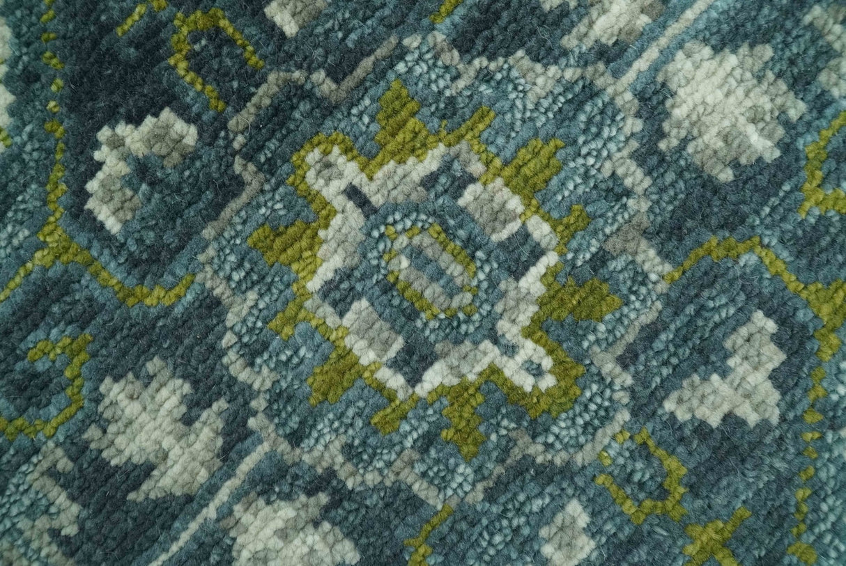 Antique Style Hand Knotted Teal, Gray and Green Traditional Heriz 8x10 wool area rug