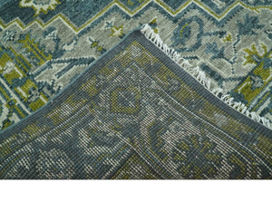 Antique Style Hand Knotted Teal, Gray and Green Traditional Heriz 8x10 wool area rug