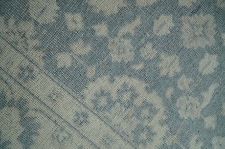 Antique Style Ivory and Charcoal Hand Knotted Traditional Oushak 2x4 wool Bedside Rug