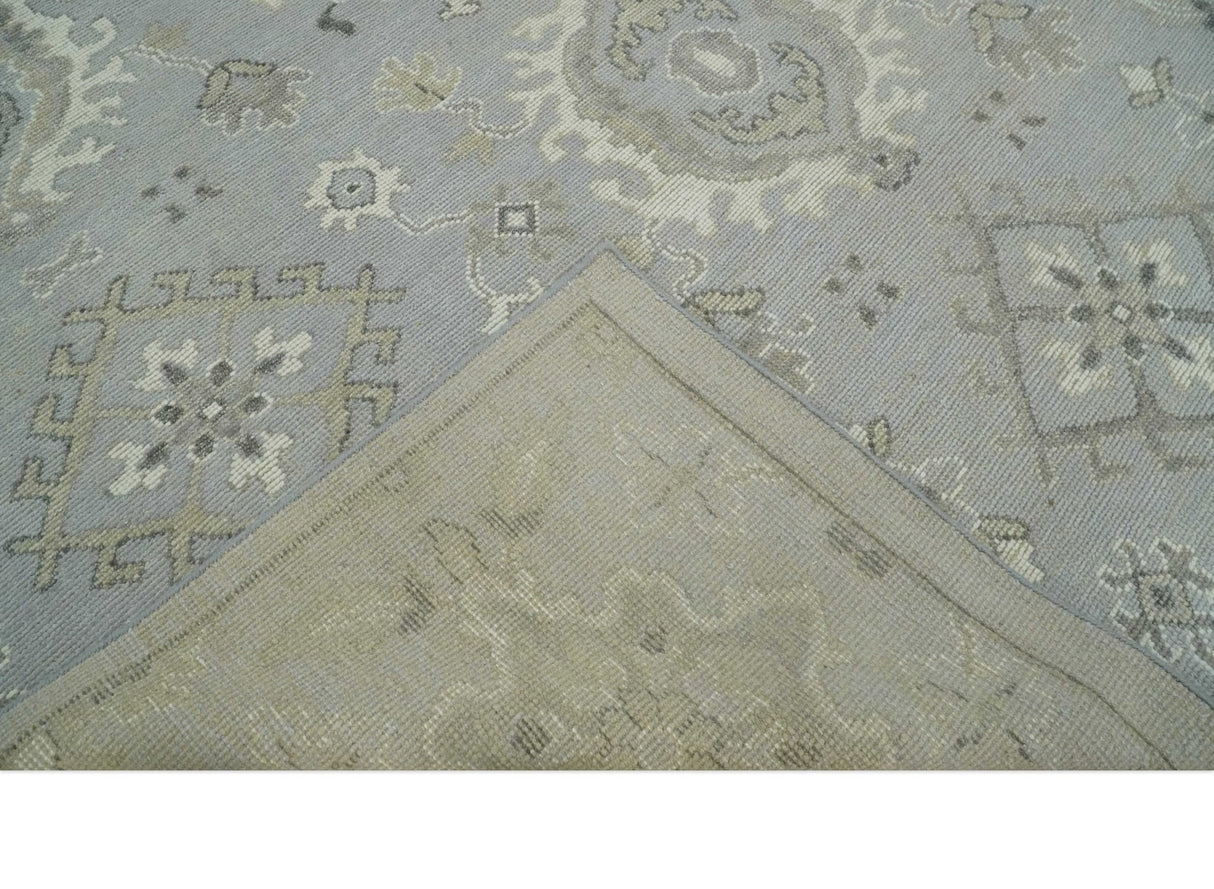 Antique Style Pastel Silver, Beige and Gray Low Pile Multi Size Oushak wool Area Rug