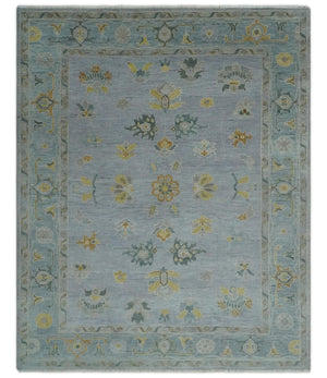 Antique Style Silver and Gray Traditional Hand knotted Oushak Custom Made wool Rug