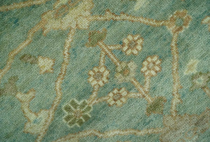 Antique design Green and Beige Traditional Oriental Oushak Custom Made wool area rug