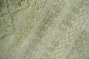 Antique faded 8x10 Vintage Oriental Traditional Olive and Beige Wool Area Rug | TRDCP547810