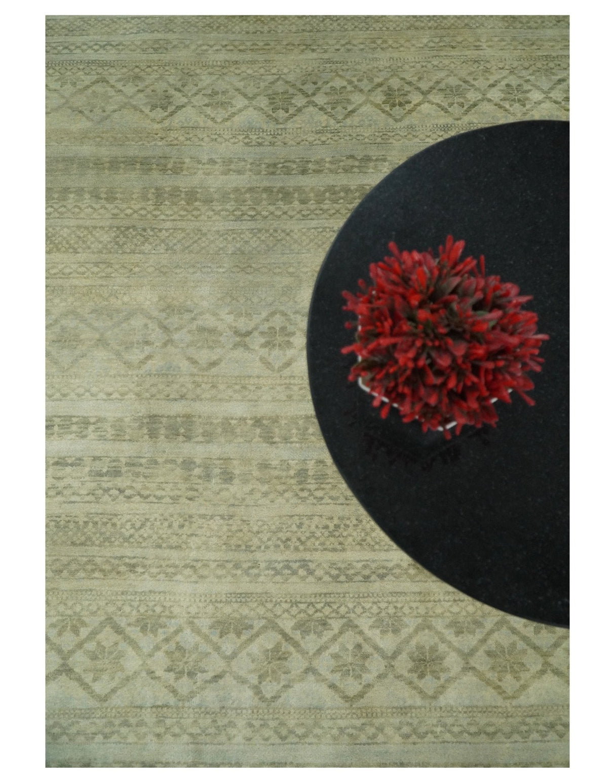 Antique faded 8x10 Vintage Oriental Traditional Olive and Beige Wool Area Rug | TRDCP547810