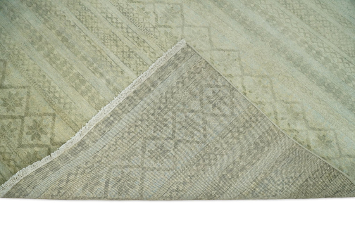 Antique faded 8x10 Vintage Oriental Traditional Olive and Beige Wool Area Rug | TRDCP547810