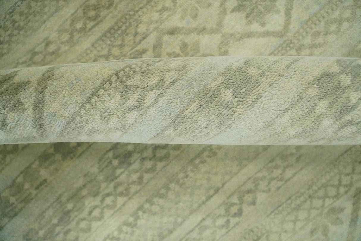 Antique faded 8x10 Vintage Oriental Traditional Olive and Beige Wool Area Rug | TRDCP547810
