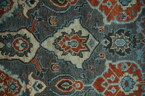 Antique look Gray, Rust and Ivory Hand knotted Traditional Oushak Multi Size Area Rug
