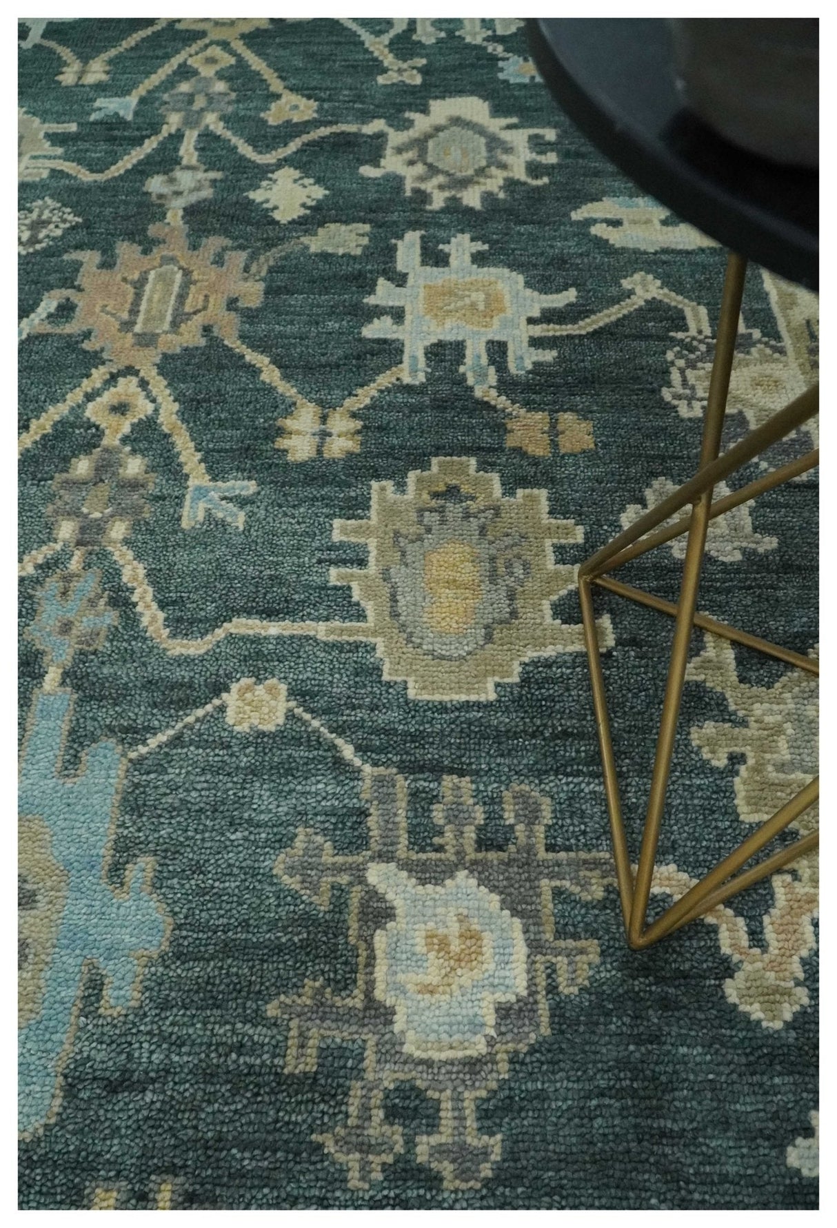 Antique look Green, Aqua and Beige Hand Knotted Traditional Oushak 8x10 wool area Rug