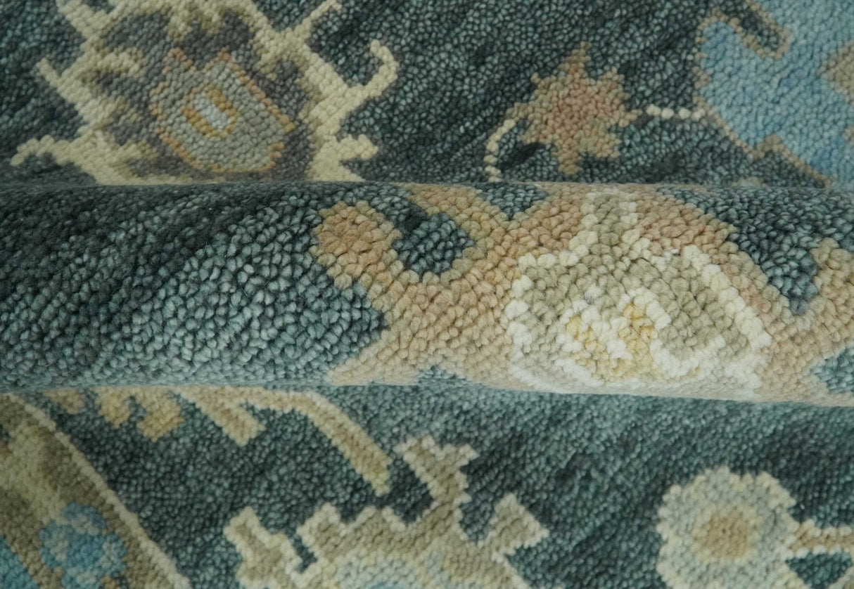 Antique look Green, Aqua and Beige Hand Knotted Traditional Oushak 8x10 wool area Rug