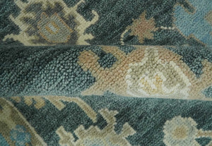 Antique look Green, Aqua and Beige Hand Knotted Traditional Oushak 8x10 wool area Rug