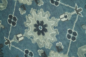 Antique look Shades of Teal and Ivory Traditional Oriental Oushak wool rug