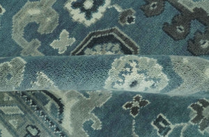 Antique look Shades of Teal and Ivory Traditional Oriental Oushak wool rug