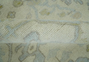 Antique style Beige and Gray Hand knotted 9x12 Oushak wool Area Rug