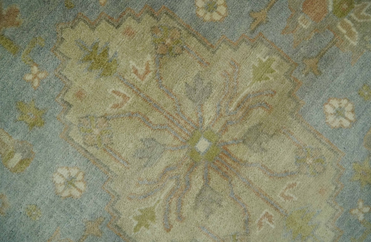 Antique style Gray, Rust and Green Hand Knotted 8x10 Oriental Oushak wool Area Rug