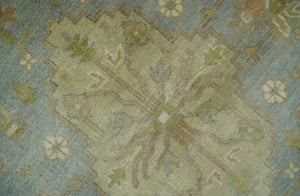 Antique style Gray, Rust and Green Hand Knotted 8x10 Oriental Oushak wool Area Rug