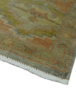 Antique style Gray, Rust and Green Hand Knotted 8x10 Oriental Oushak wool Area Rug