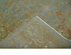 Antique style Gray, Rust and Green Hand Knotted 8x10 Oriental Oushak wool Area Rug