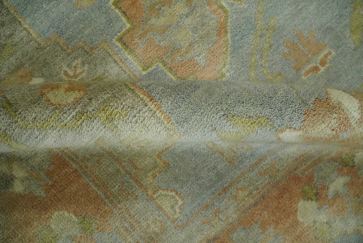 Antique style Gray, Rust and Green Hand Knotted 8x10 Oriental Oushak wool Area Rug
