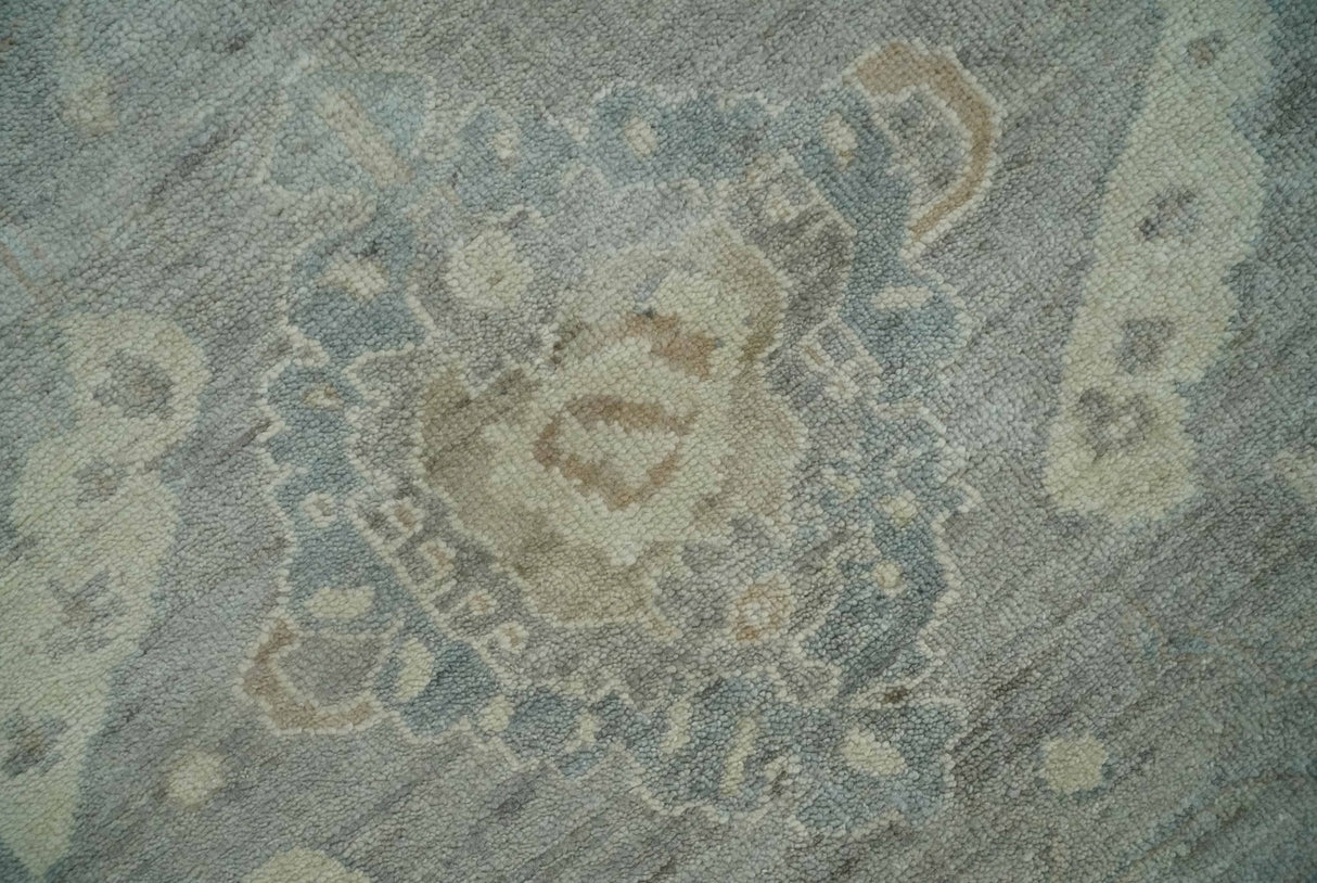 Antique style Gray and Beige 9x12 Hand knotted Oushak wool Area Rug