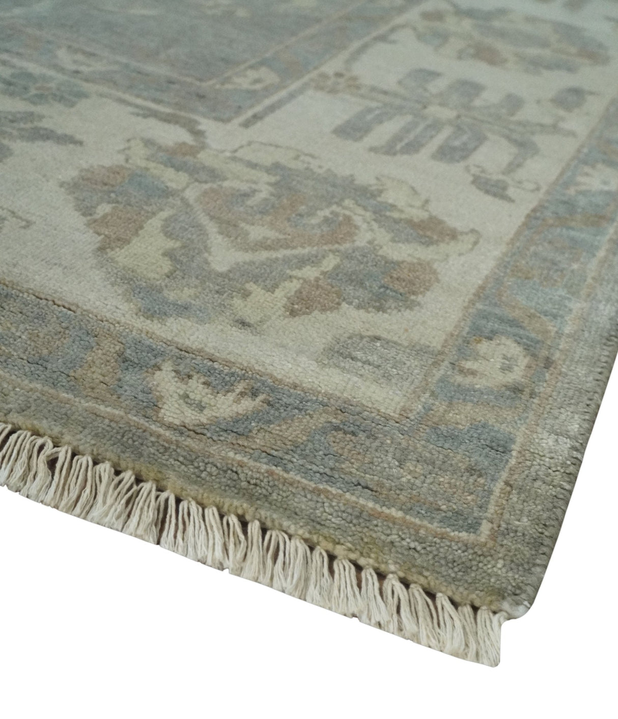 Antique style Gray and Beige 9x12 Hand knotted Oushak wool Area Rug
