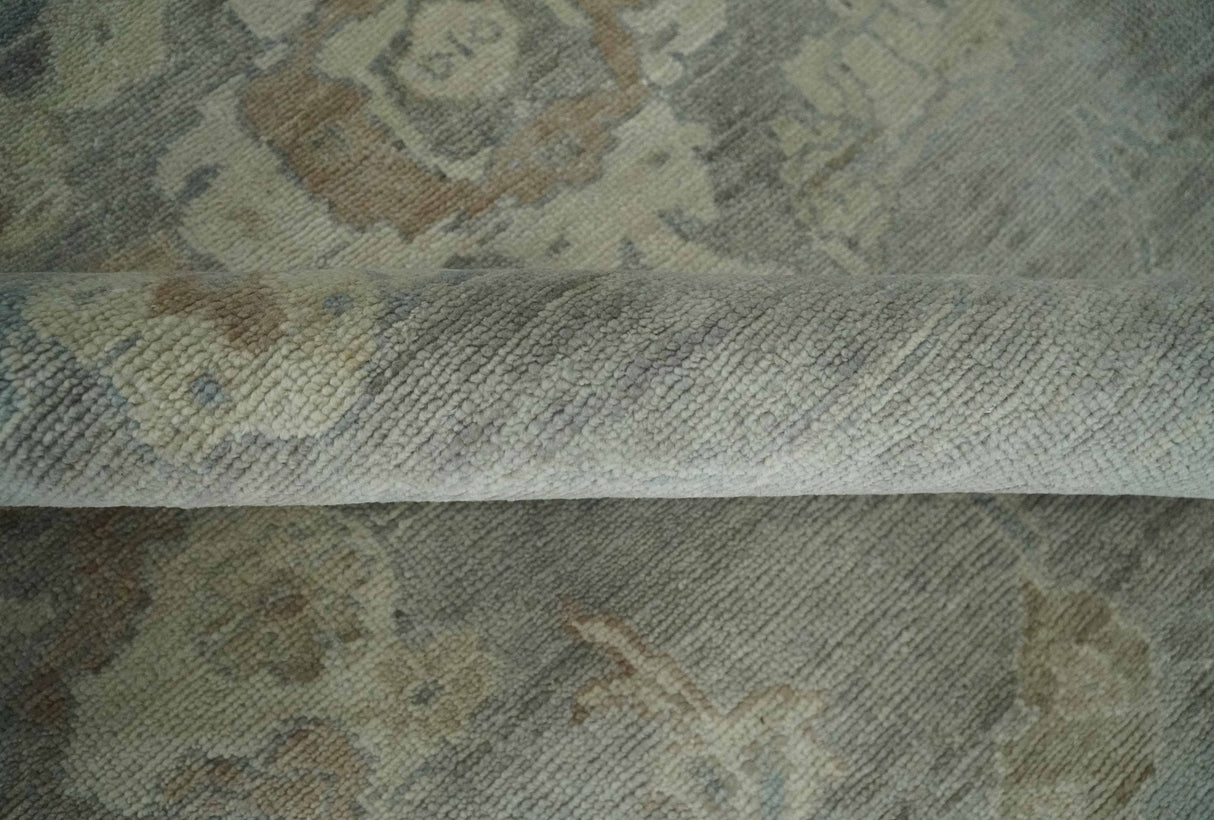 Antique style Gray and Beige 9x12 Hand knotted Oushak wool Area Rug