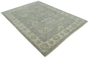 Antique style Gray and Beige 9x12 Hand knotted Oushak wool Area Rug