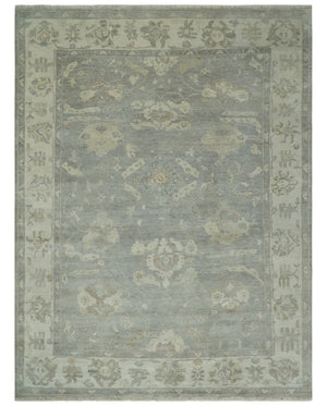 Antique style Gray and Beige 9x12 Hand knotted Oushak wool Area Rug