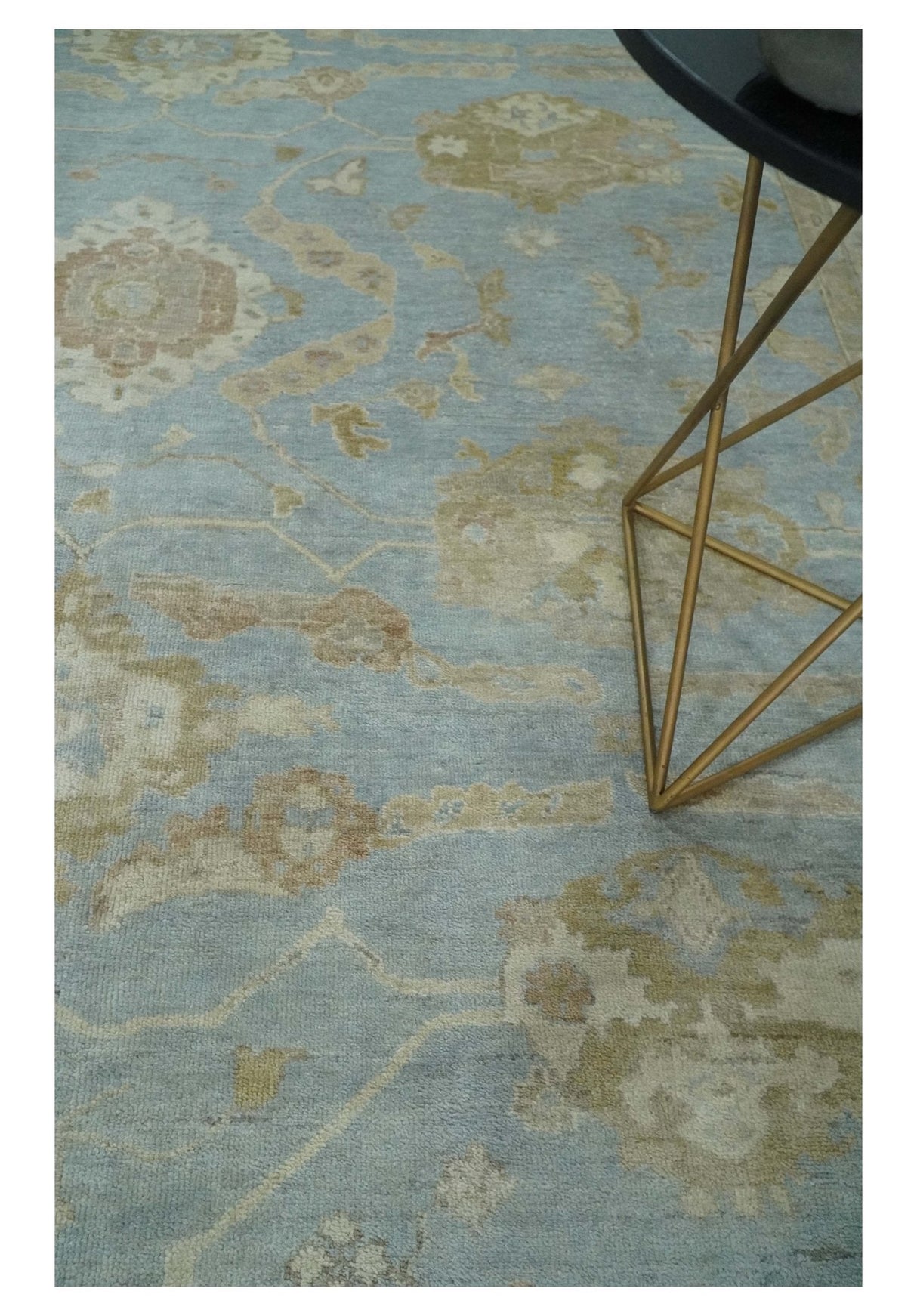 Antique style Gray and Beige Hand knotted Traditional Oushak wool Area Rug