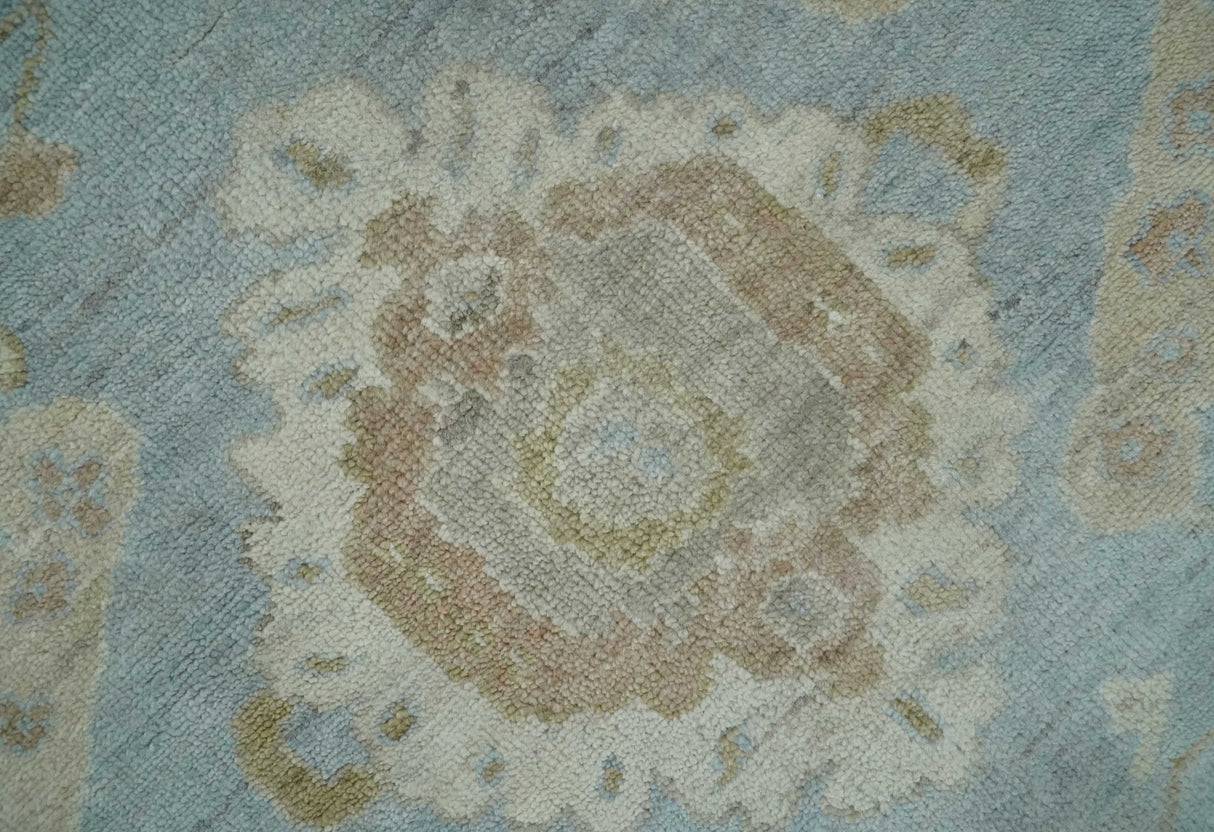 Antique style Gray and Beige Hand knotted Traditional Oushak wool Area Rug