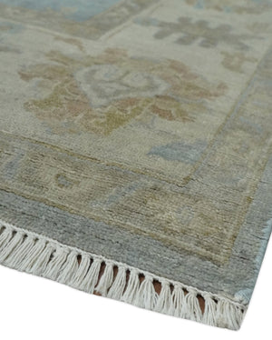 Antique style Gray and Beige Hand knotted Traditional Oushak wool Area Rug