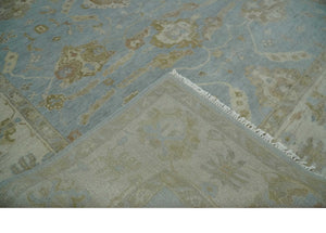 Antique style Gray and Beige Hand knotted Traditional Oushak wool Area Rug
