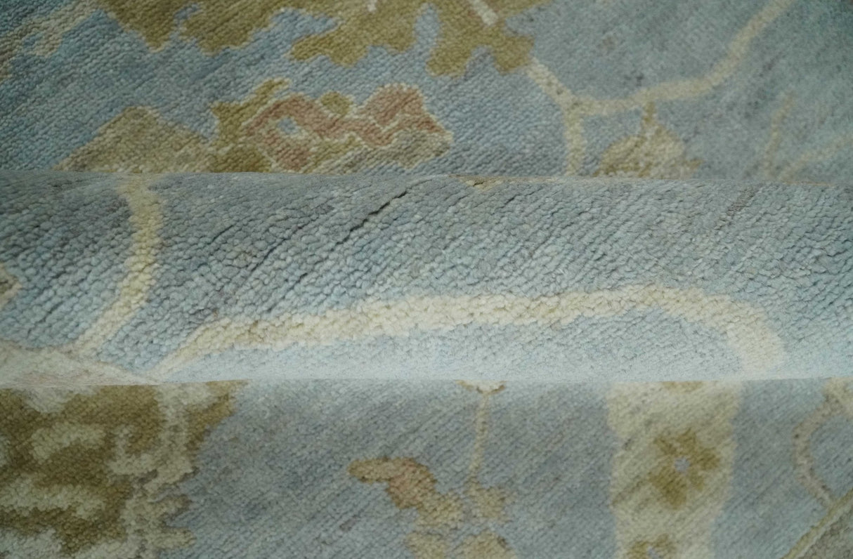 Antique style Gray and Beige Hand knotted Traditional Oushak wool Area Rug