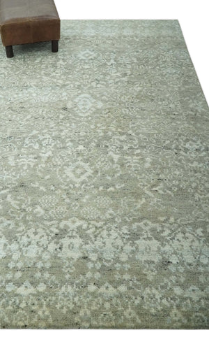 Antique style Ivory and Beige Hand Knotted Traditional Design 5x8 wool Area Rug