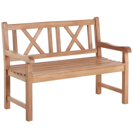 Åre 2 Person Natural Teak Outdoor Patio and Garden Bench