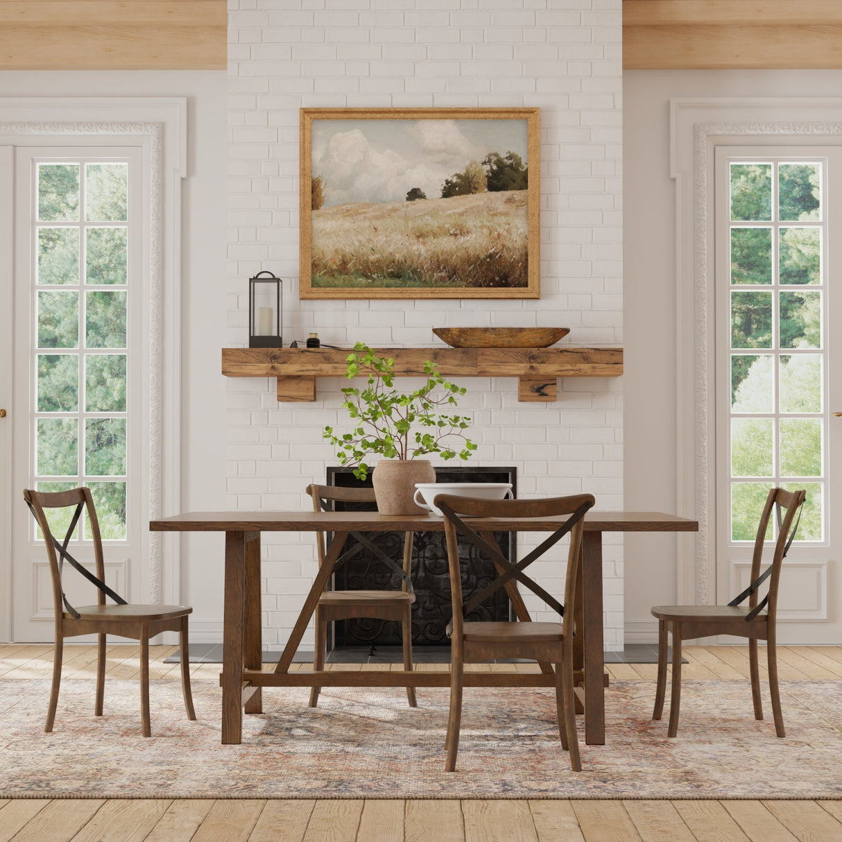 Arendal Trestle Dining Table, Burnished Dark Oak