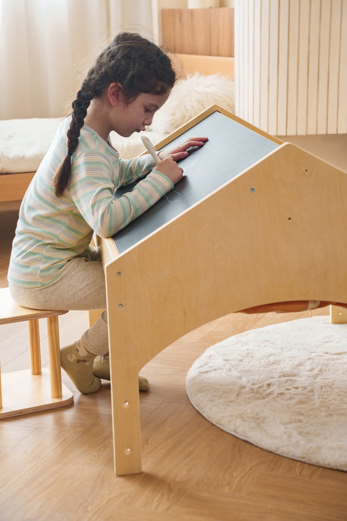 Ash Adjustable Wooden Learning Tent with Kids Desk & Chair – 2-in-1 Play & Study Station
