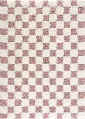 Atira Pink Checkered Shag Rug