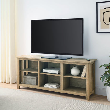 Atoka Slatted Side Wood Console TV Stand