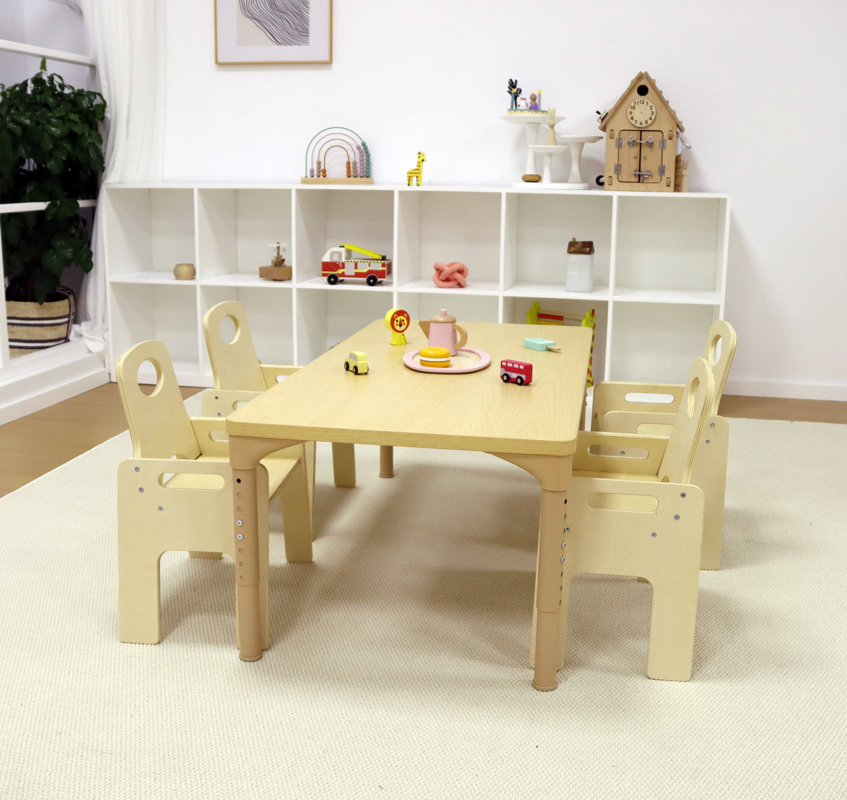 Avenlur Adrian Multi-Height Adjustable Wooden Table and Chairs Set - Montessori Inspired for Toddlers & Kids