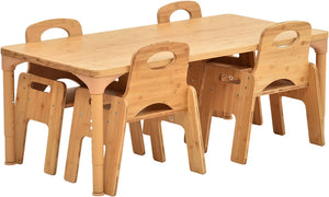 Avenlur Adrian Multi-Height Adjustable Wooden Table and Chairs Set - Montessori Inspired for Toddlers & Kids